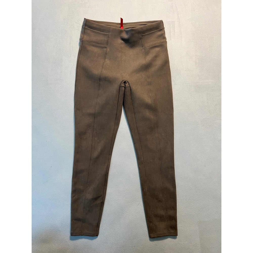 Spanx Faux Suede Leggings Light Brown Petite Small High Rise Seam Detail Pants